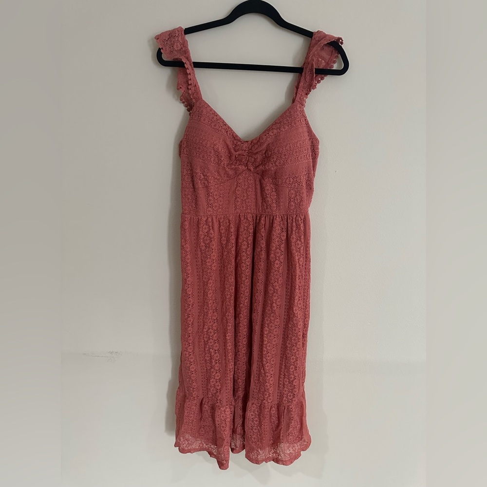 Pink Lace Sleeveless Dress